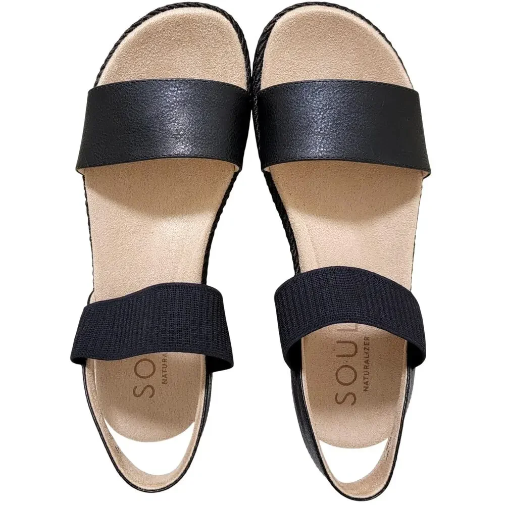 Naturalizer Women Diana Slingback Flatform Sandals Size US 7M Black Faux Leather